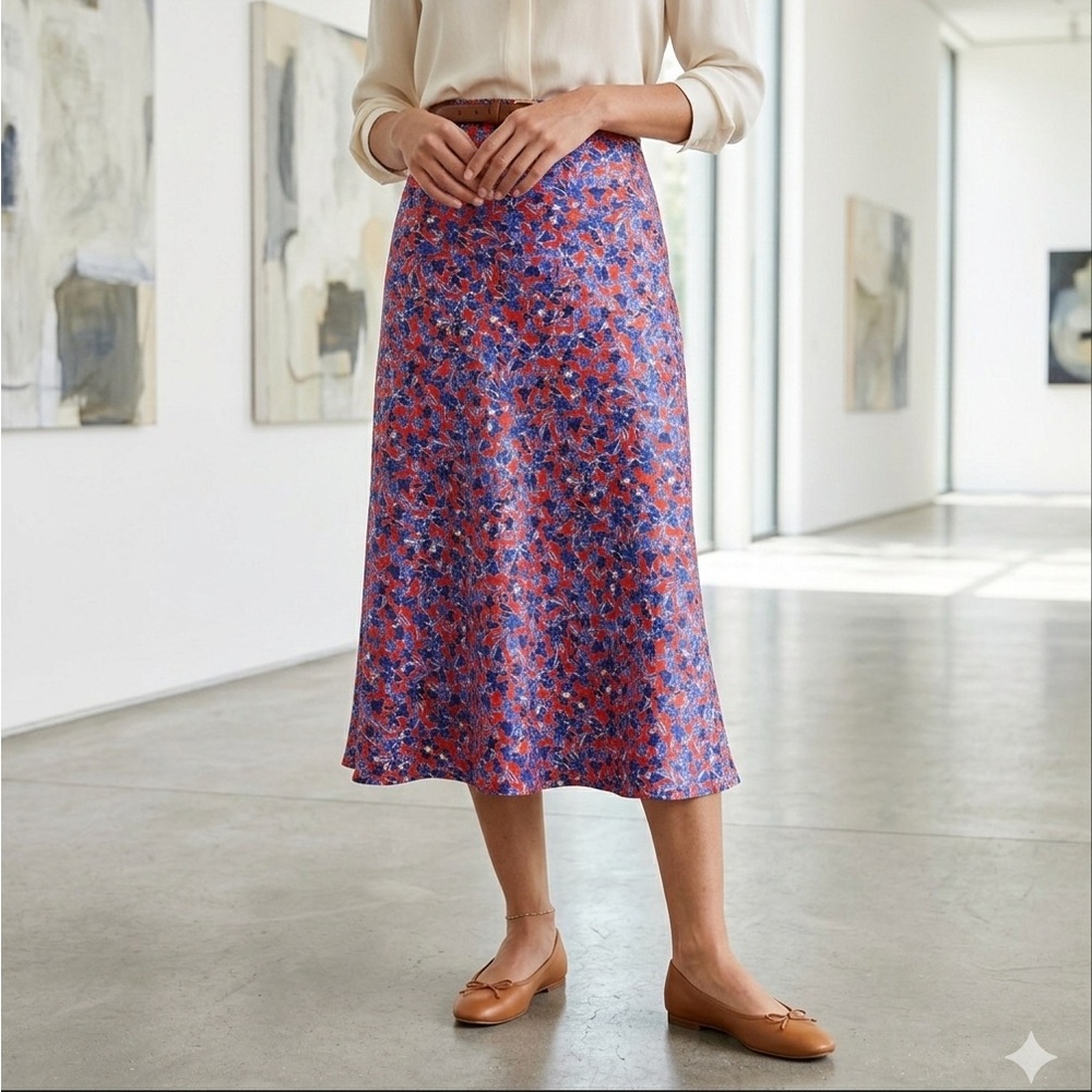 J. Crew Floral Midi Skirt - Gwyneth slip skirt in berry floral